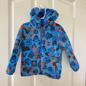 Columbia Double Trouble Reversible Blue Hooded Jacket Fleece Animals Boys SZ 4T